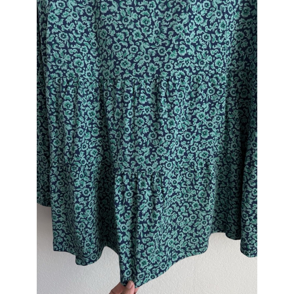 Lands End Peplum Top Womens Size 1X Teal Navy Floral Square Neck Cottagecore NEW - Picture 5 of 13